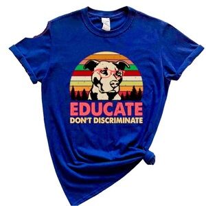 Educate Don’t Discriminate Pitbull Shirt Graphic Tee Vintage Retro Men’s  Sz M